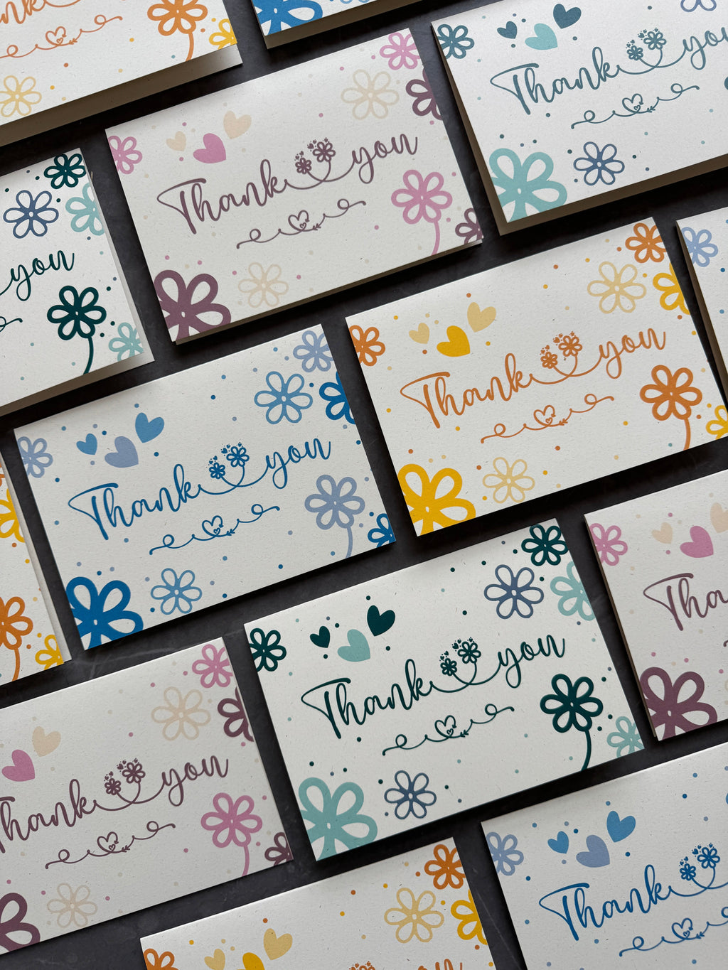 Thank You Note Card Set Teal Daisies