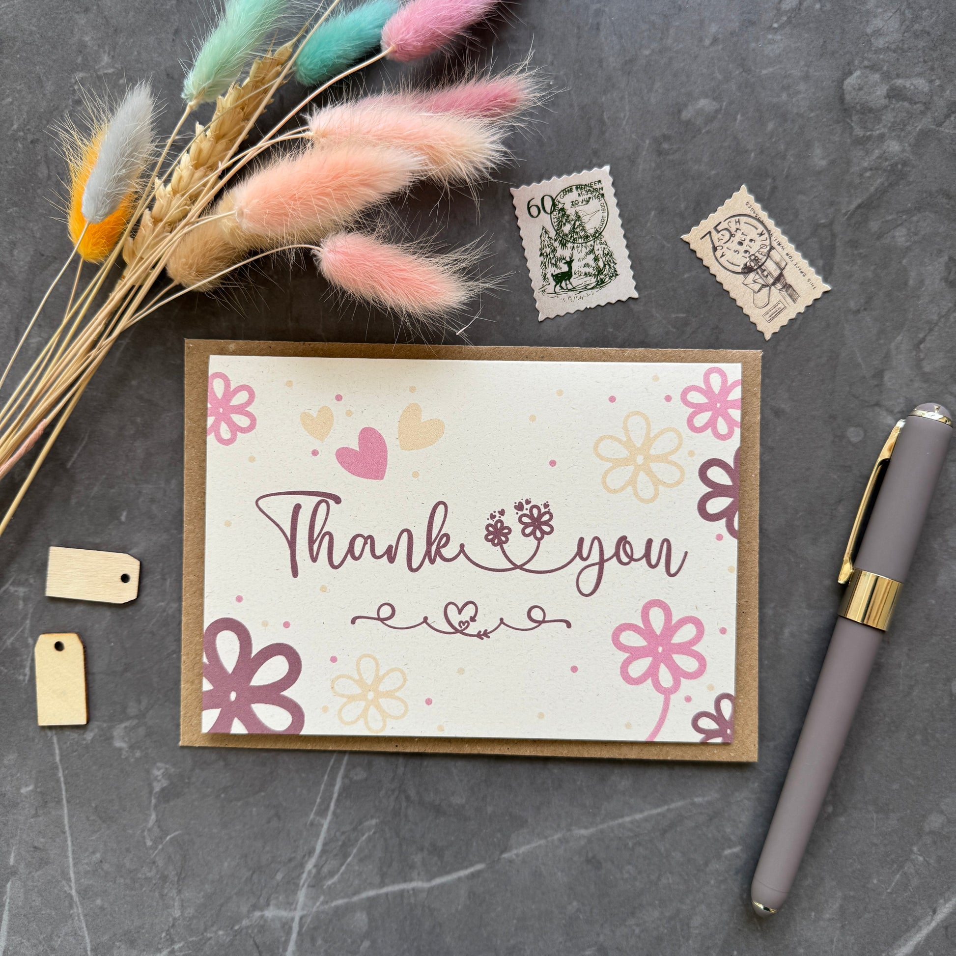 Pink Daisies Thank You Note Cards