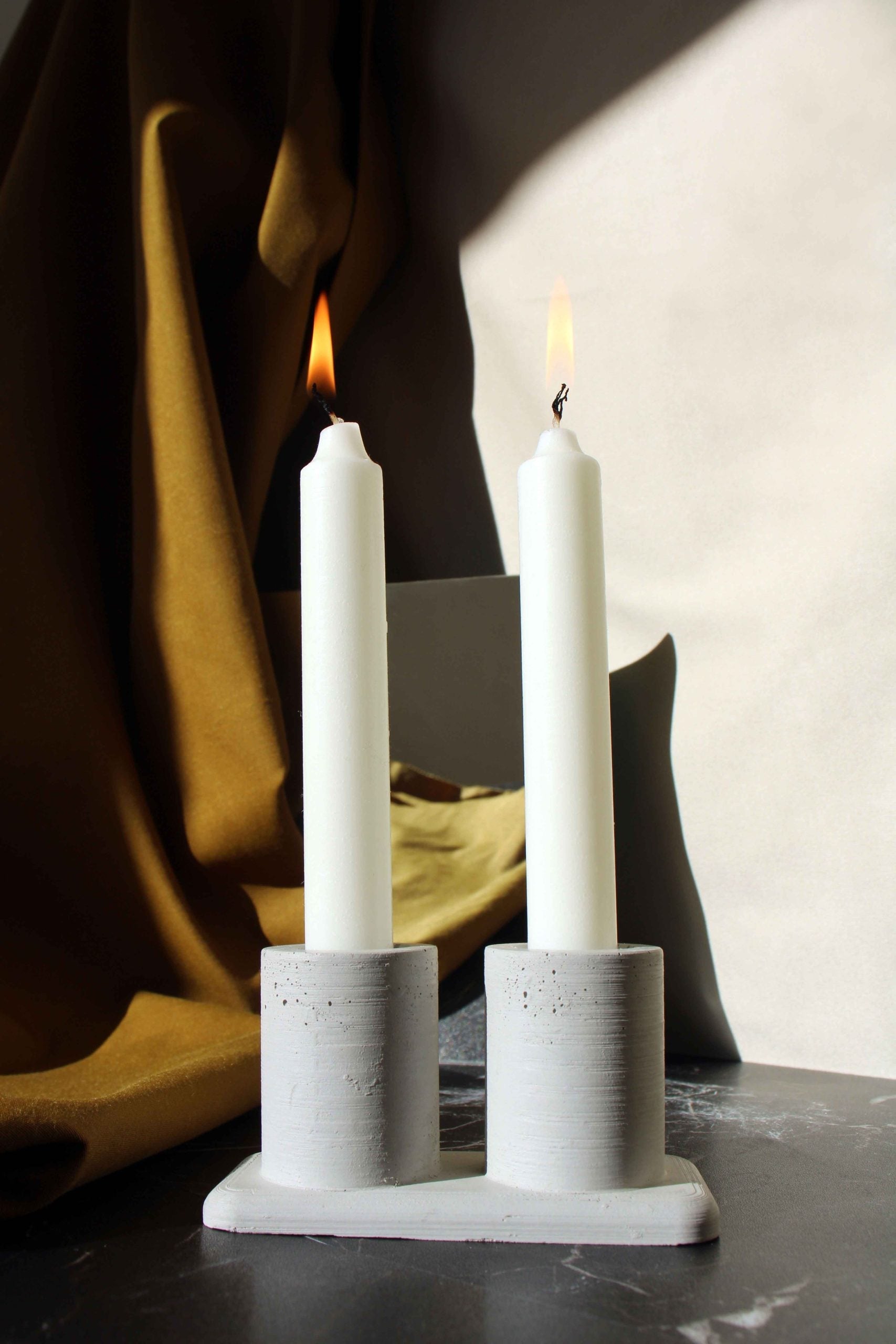 White Concrete Candle Holder