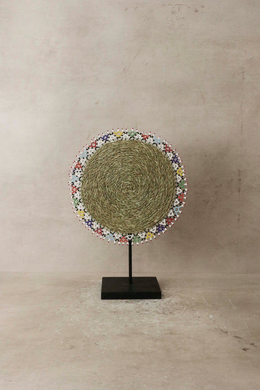 Beaded Placemat with Hand Woven Grass Centre