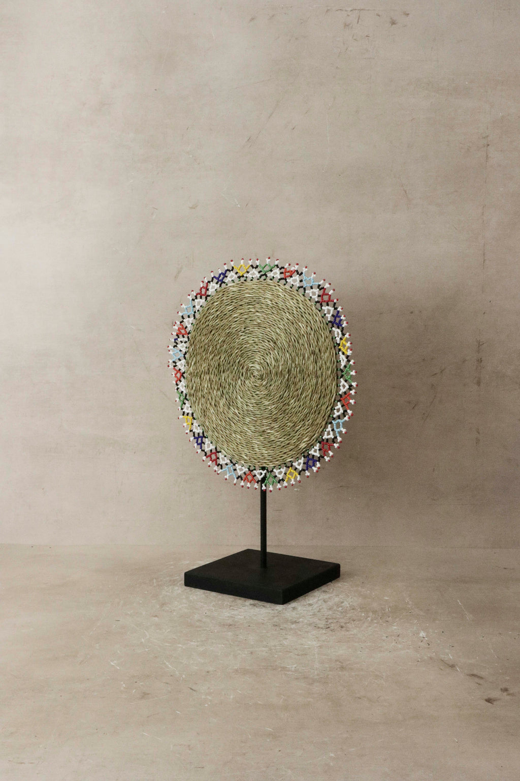 Beaded Placemat with Hand Woven Grass Centre