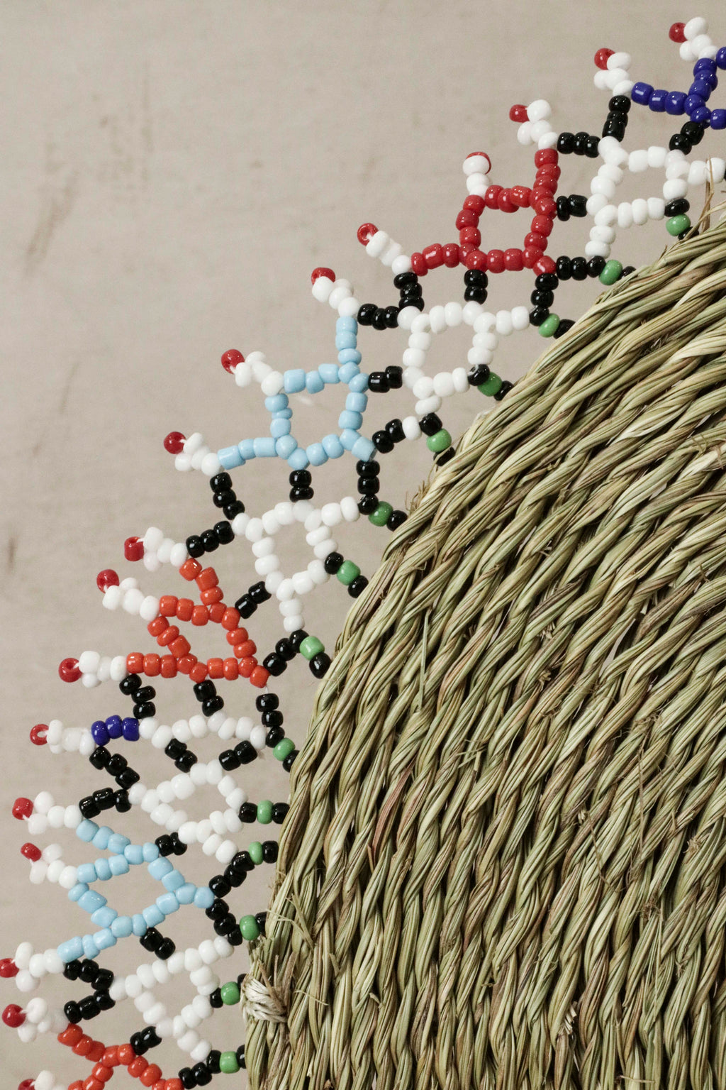 Beaded Placemat with Hand Woven Grass Centre