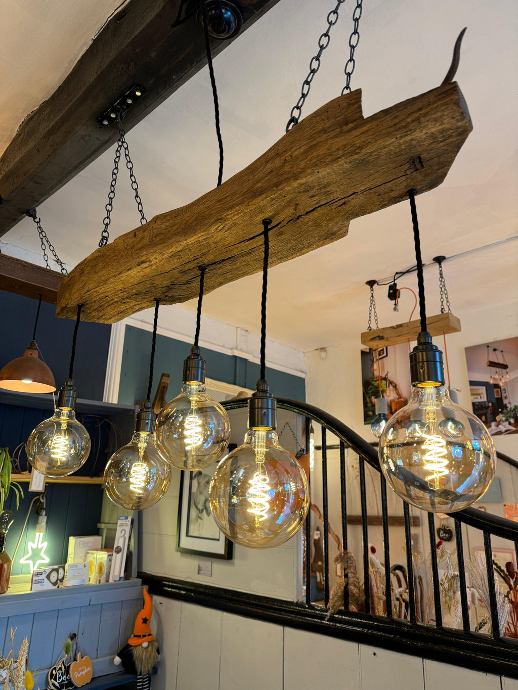 Reclaimed 300 Year Old Oak Beam Chandelier with 5 Lamp Holders
