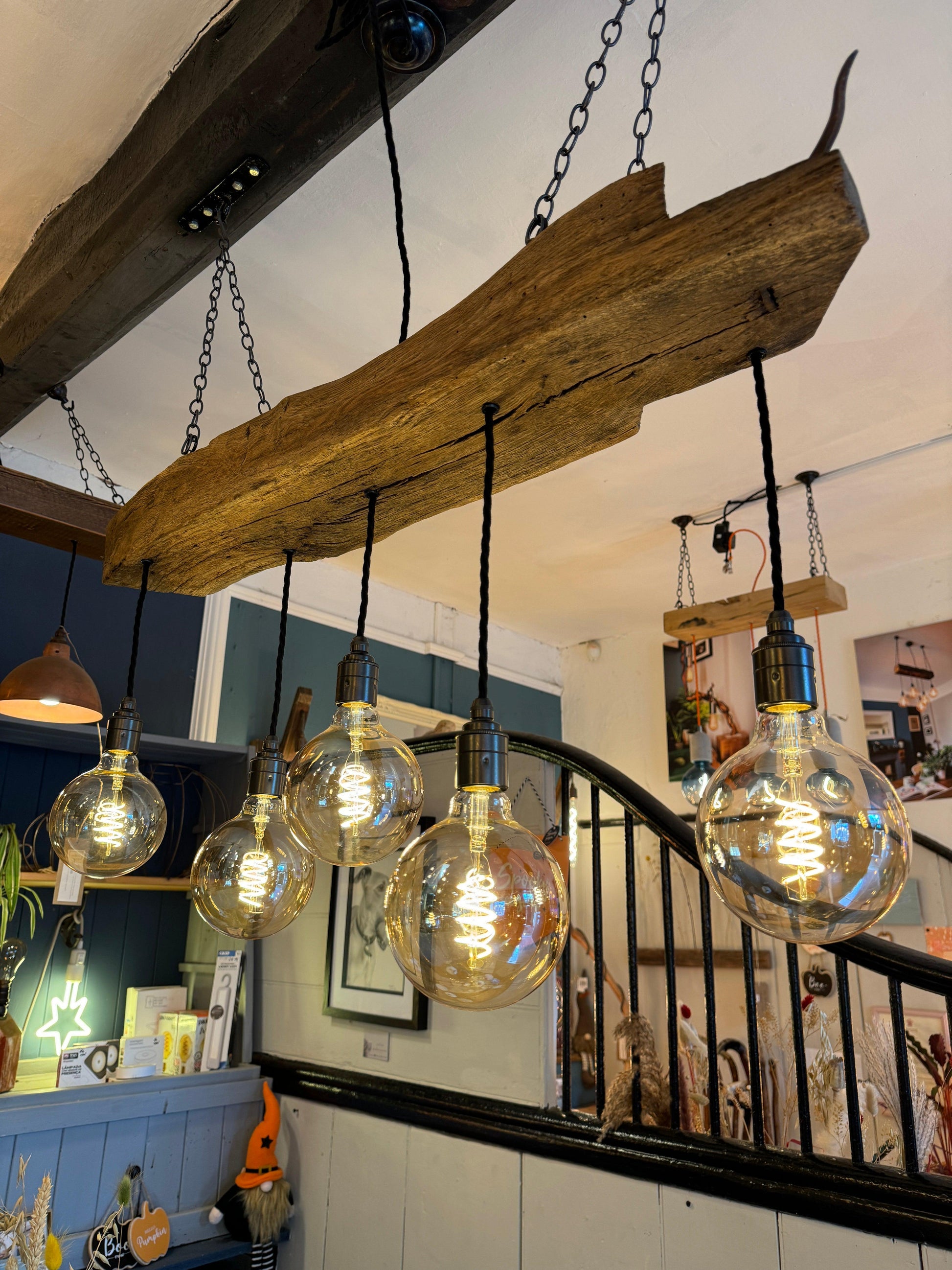 Reclaimed 300 Year Old Oak Beam Chandelier with 5 Lamp Holders