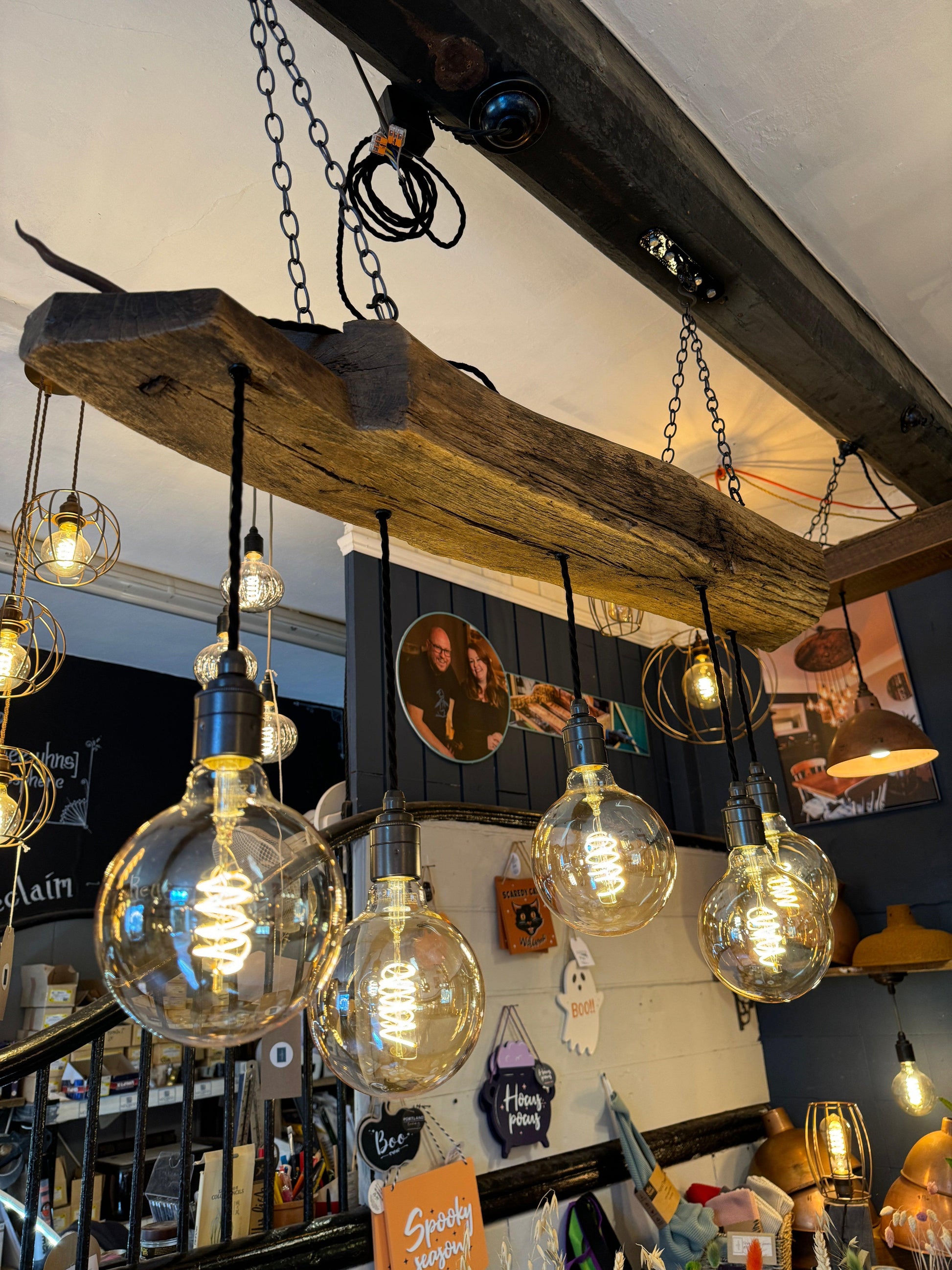 Reclaimed 300 Year Old Oak Beam Chandelier with 5 Lamp Holders