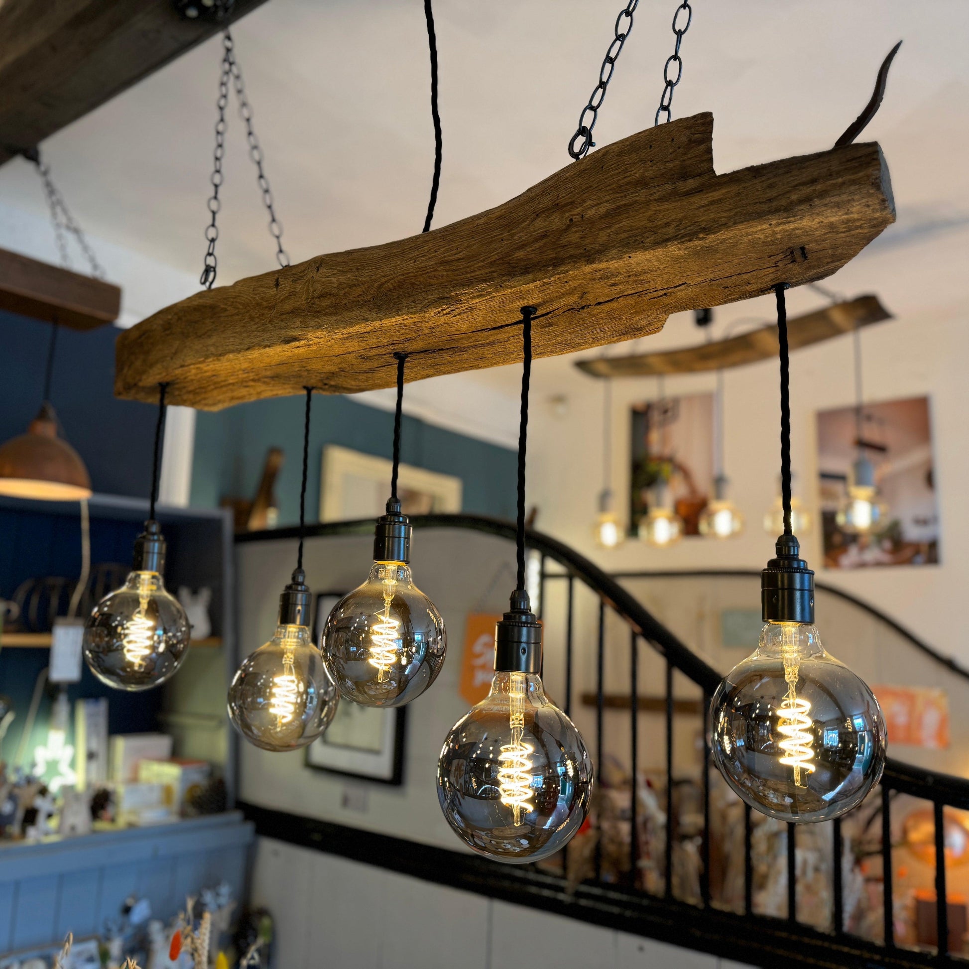Reclaimed 300 Year Old Oak Beam Chandelier with 5 Lamp Holders