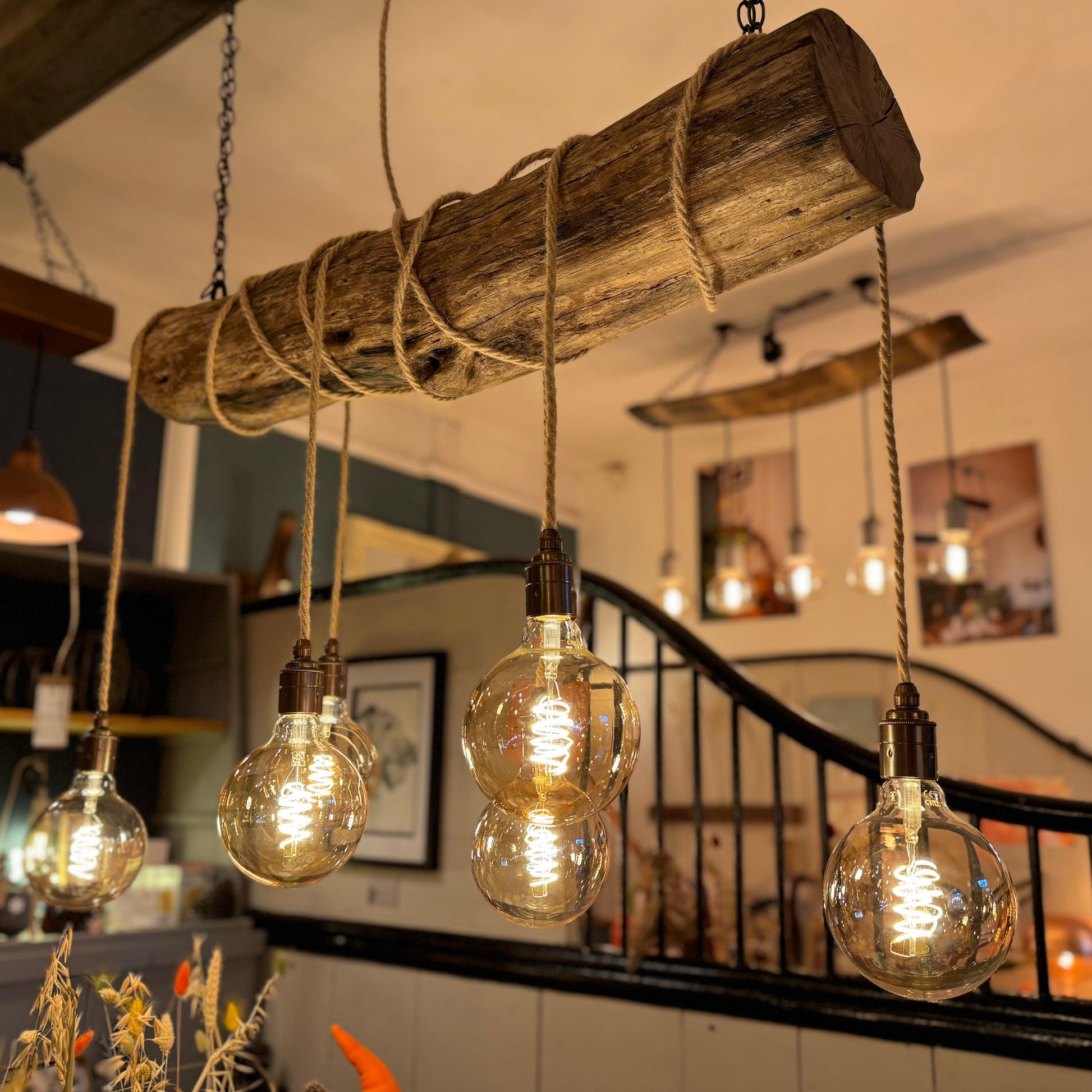 Rustic Oak Wrap Around Chandelier