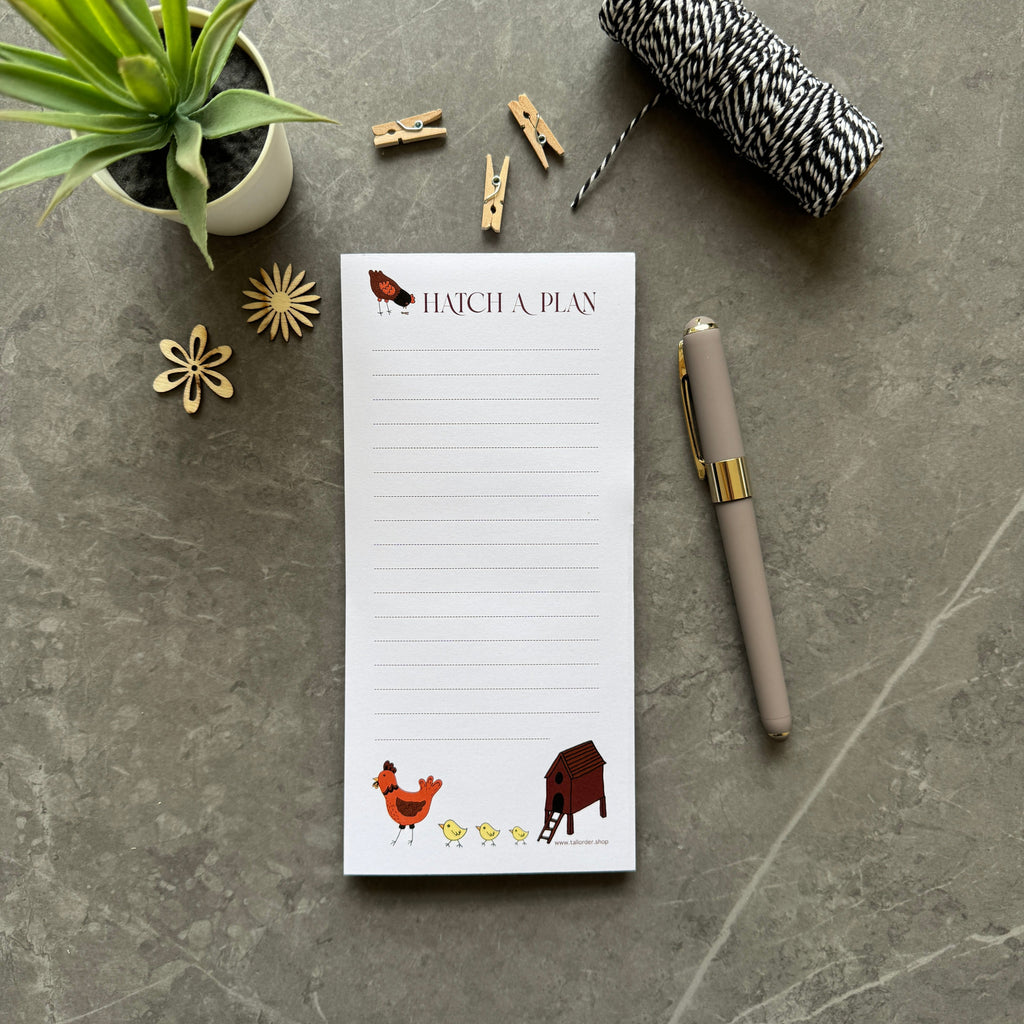 Hatch a Plan List Pad with Chicken Coop Illustration