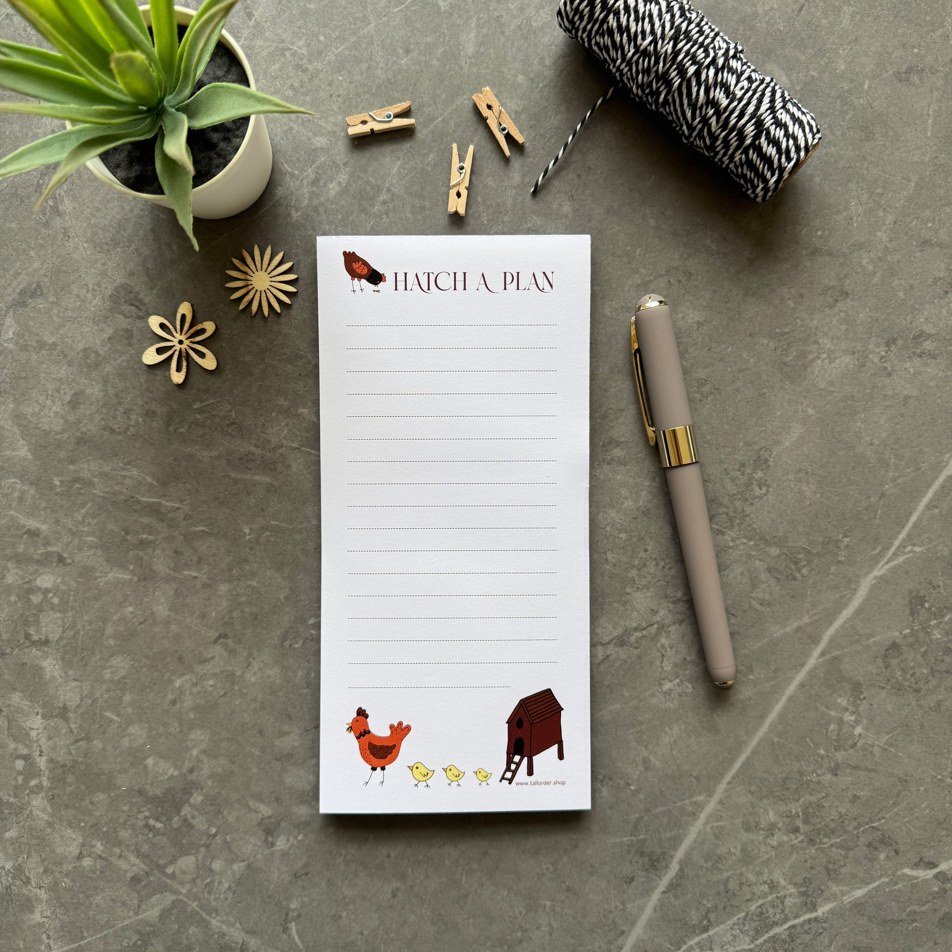 Hatch a Plan List Pad with Chicken Coop Illustration