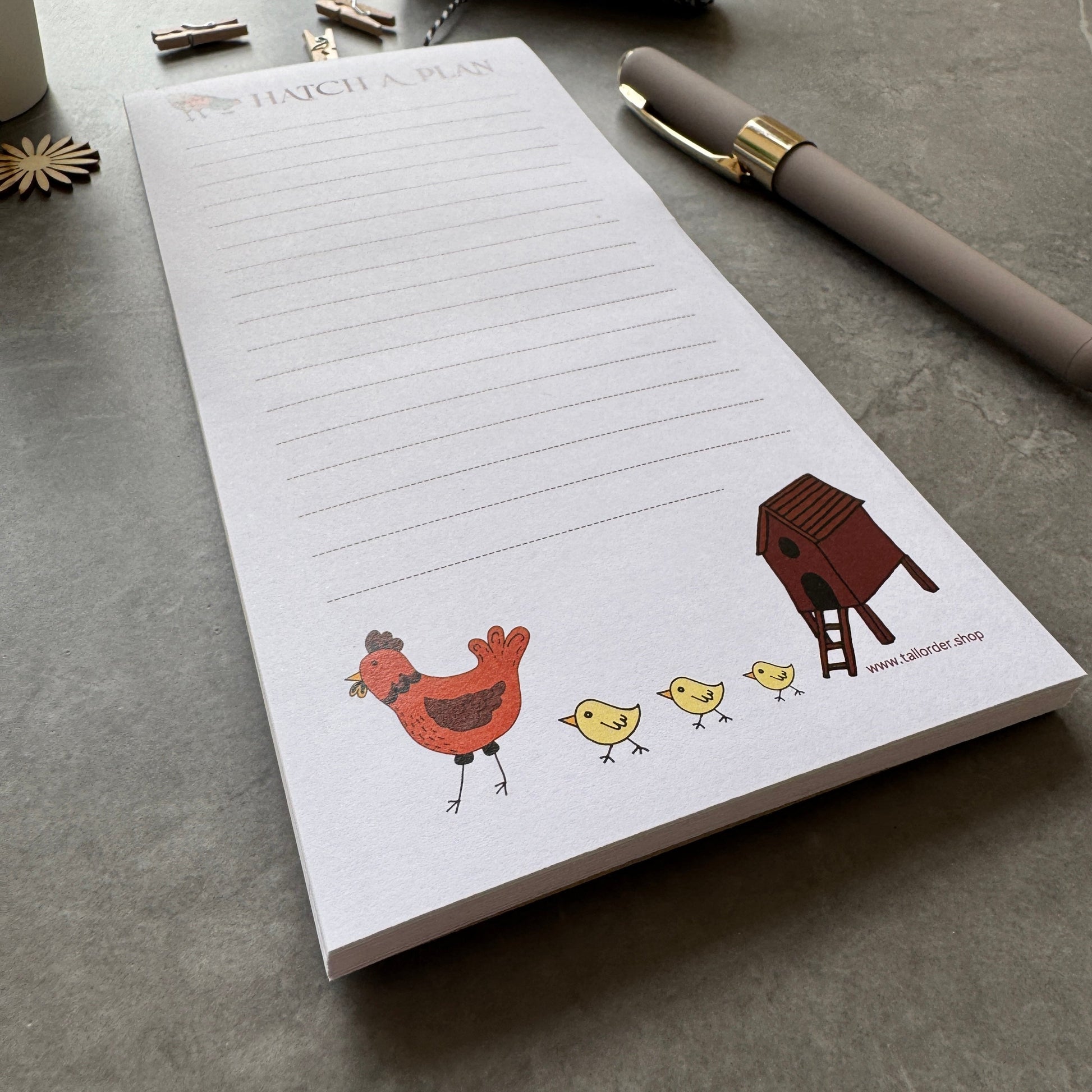 Hatch a Plan List Pad with Chicken Coop Illustration