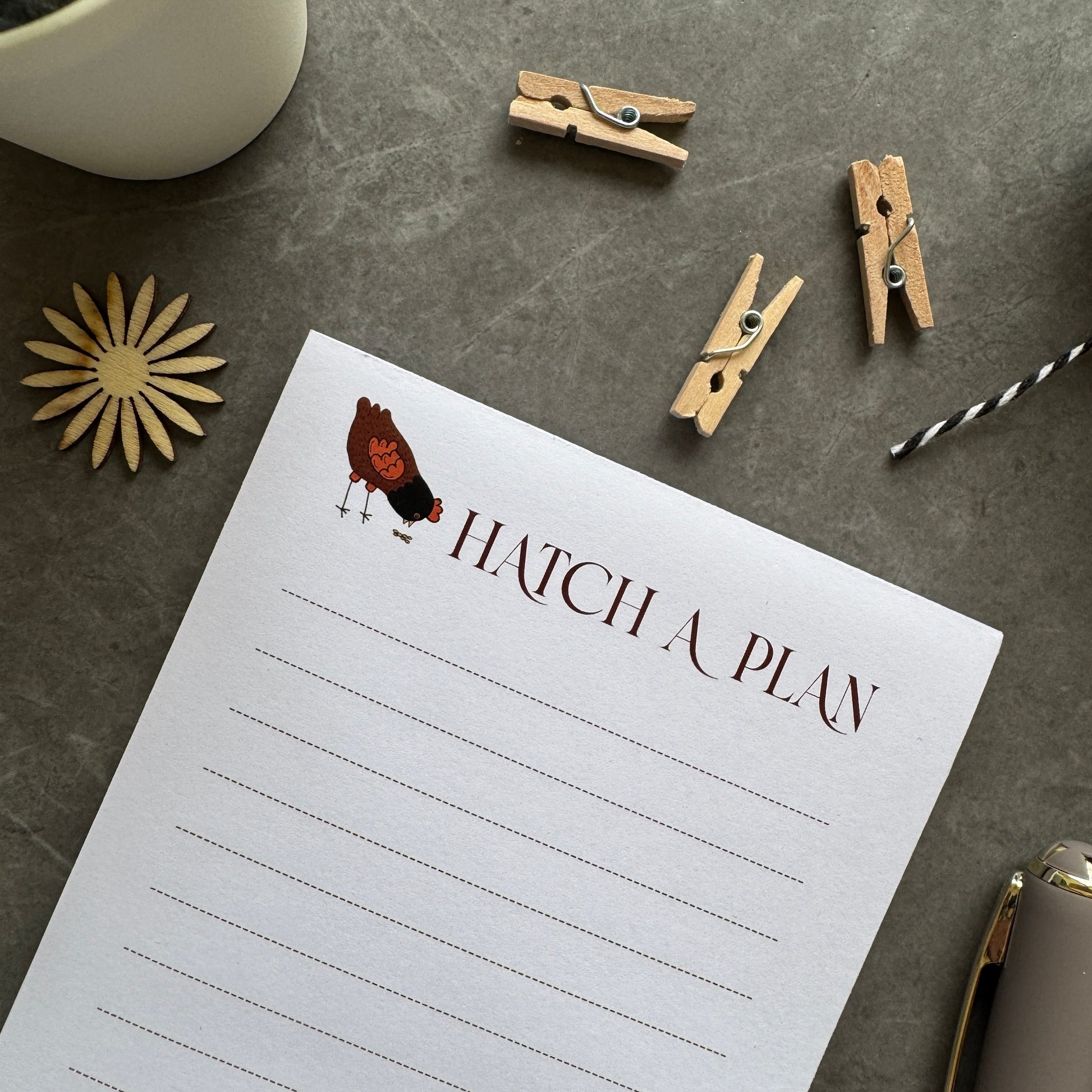 Hatch a Plan List Pad with Chicken Coop Illustration