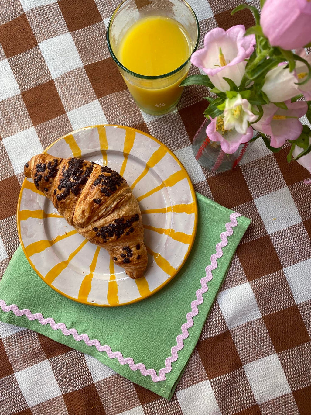 Green and Pink Ric Rac Napkin Set of 2