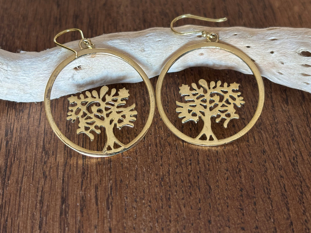 Tree of Life Brass Earrings