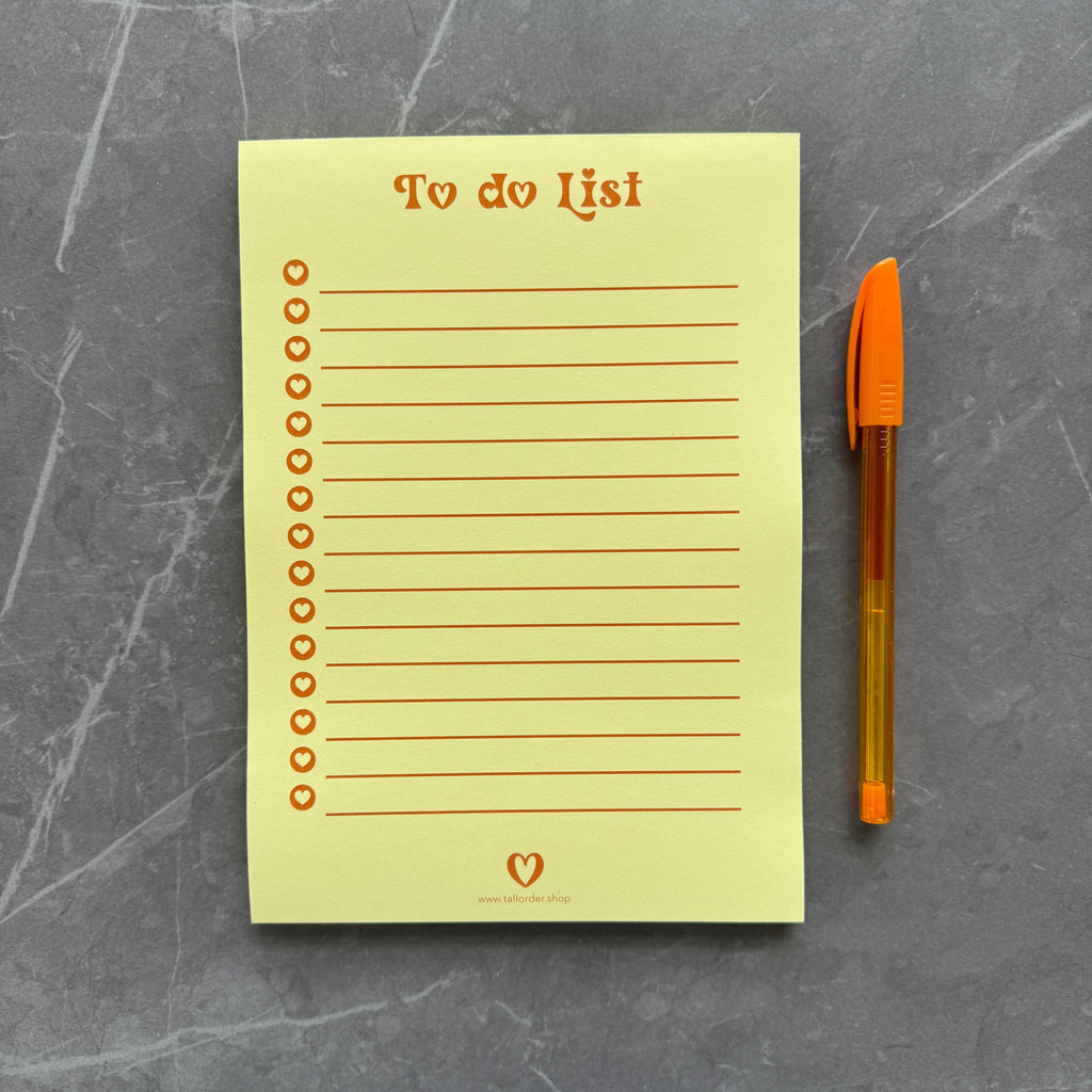 Bright Yellow To Do List Notepad A5