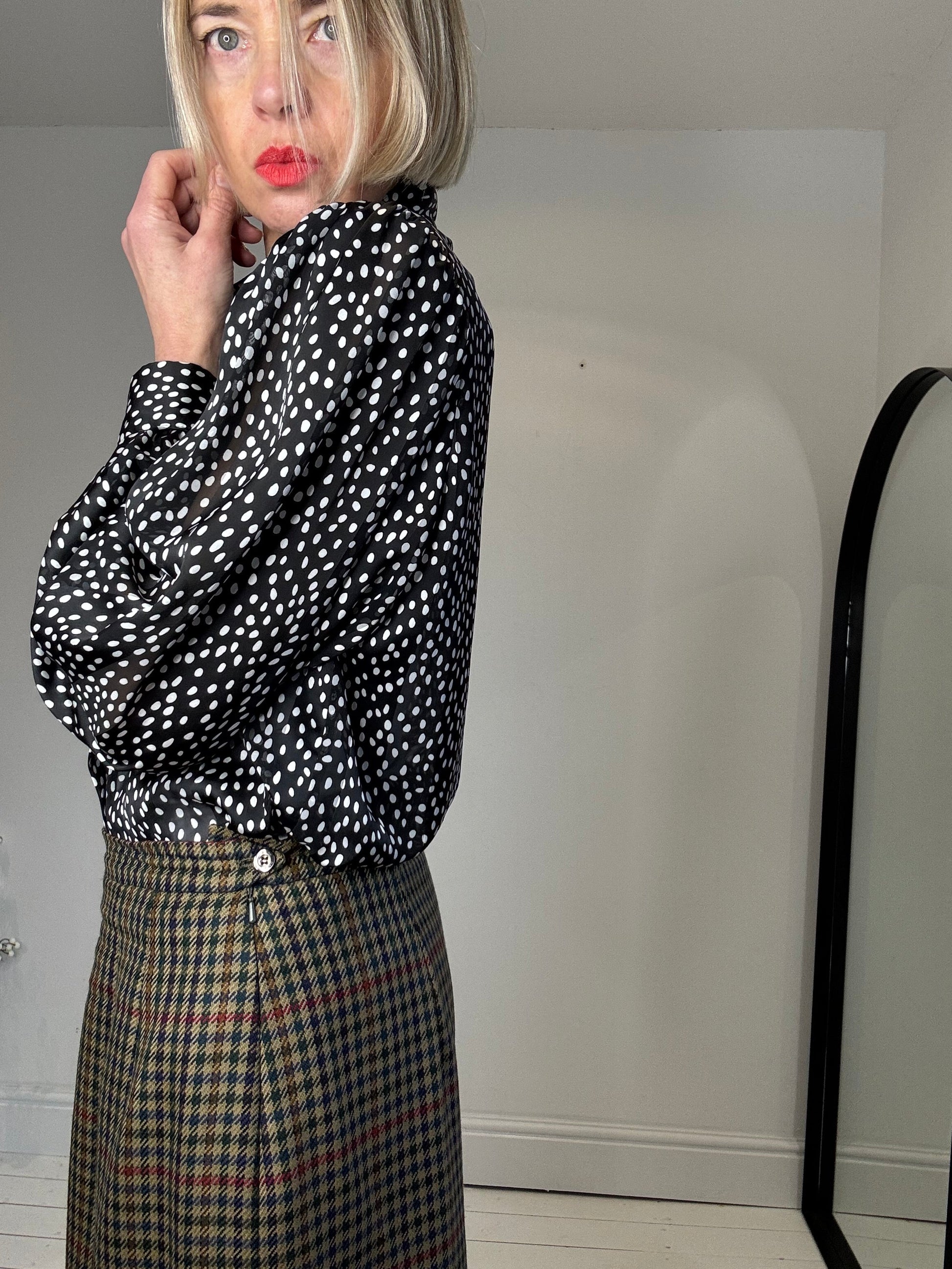 Vintage Wool Check Pencil Skirt