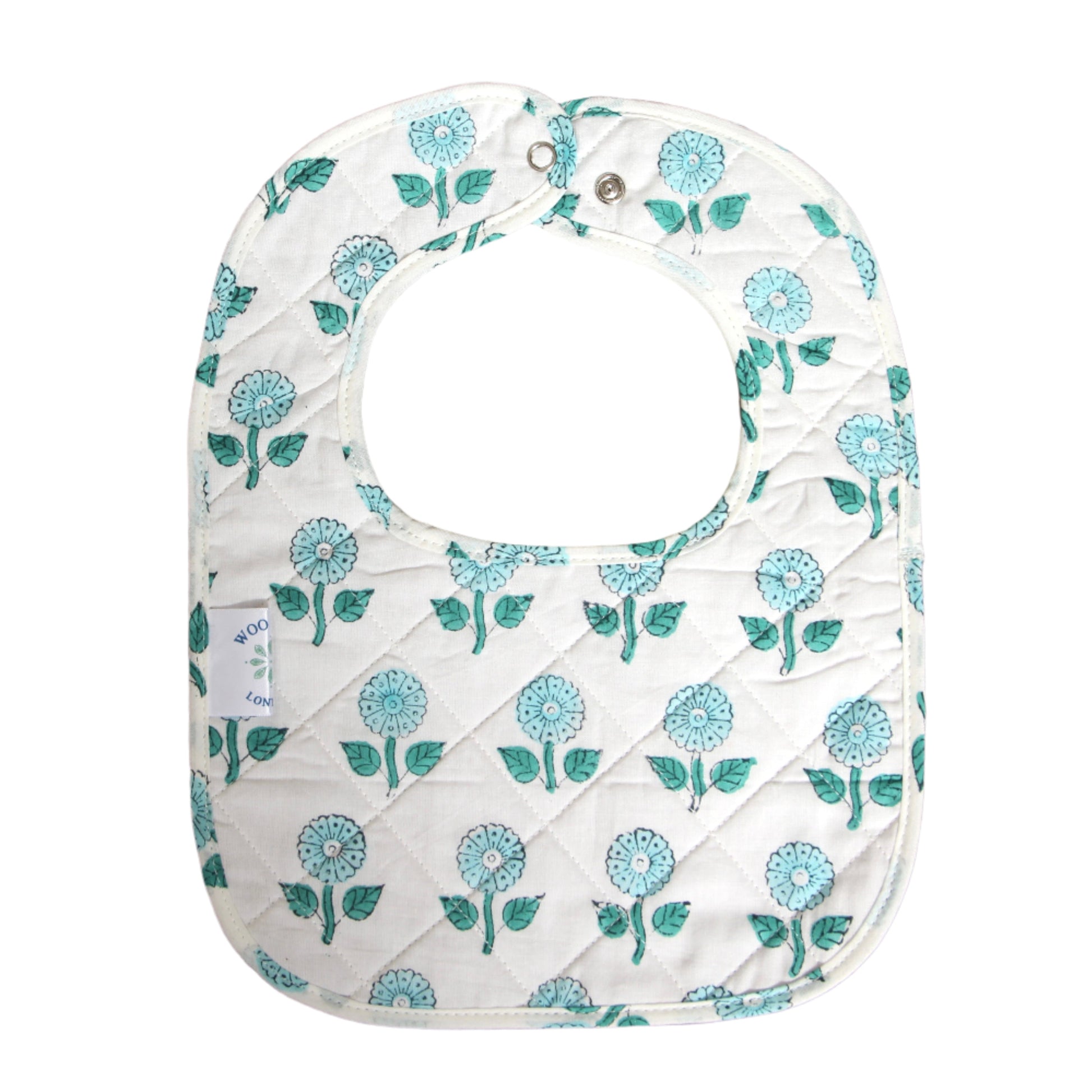 Quilted Bib in Sea Blue Flower