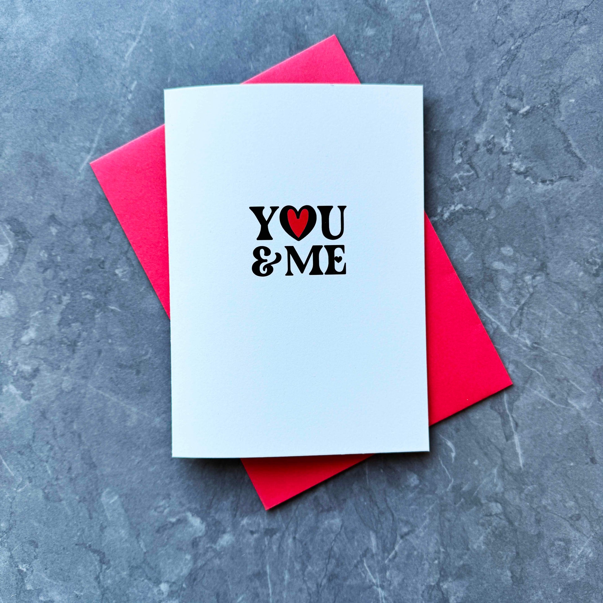 You and Me Love Card with Red Heart