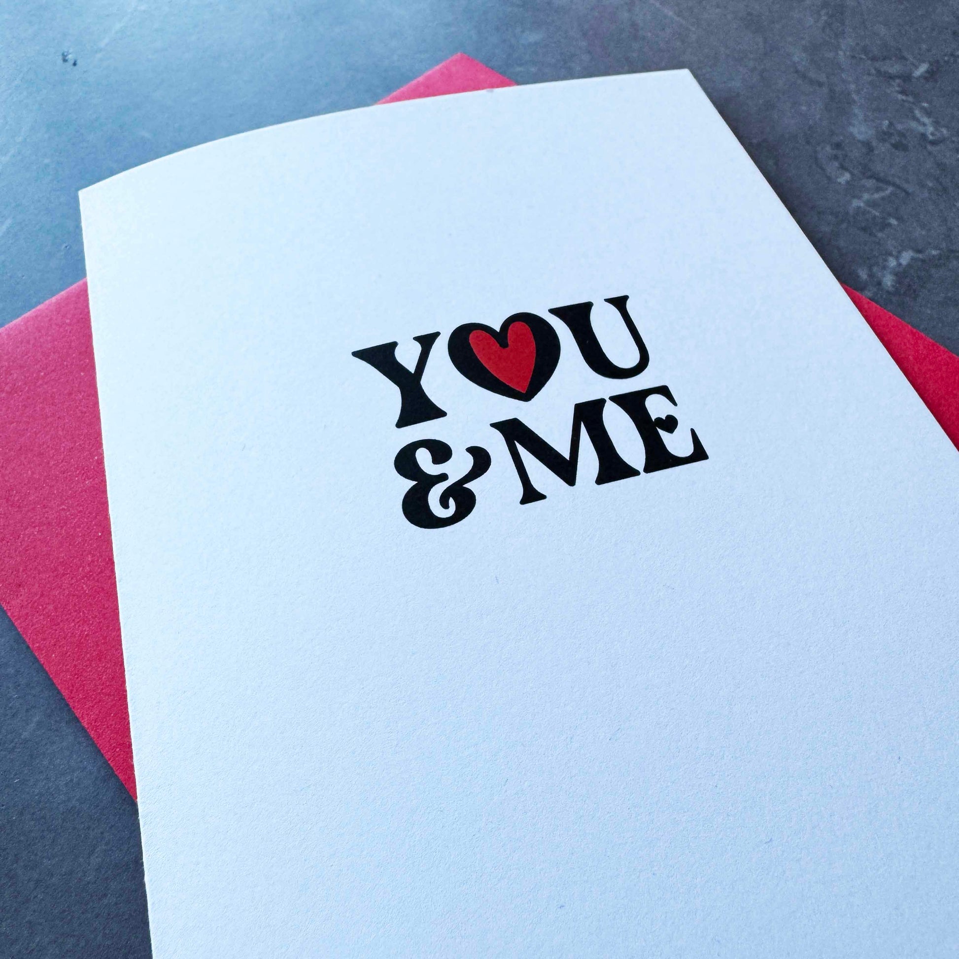 You and Me Love Card with Red Heart