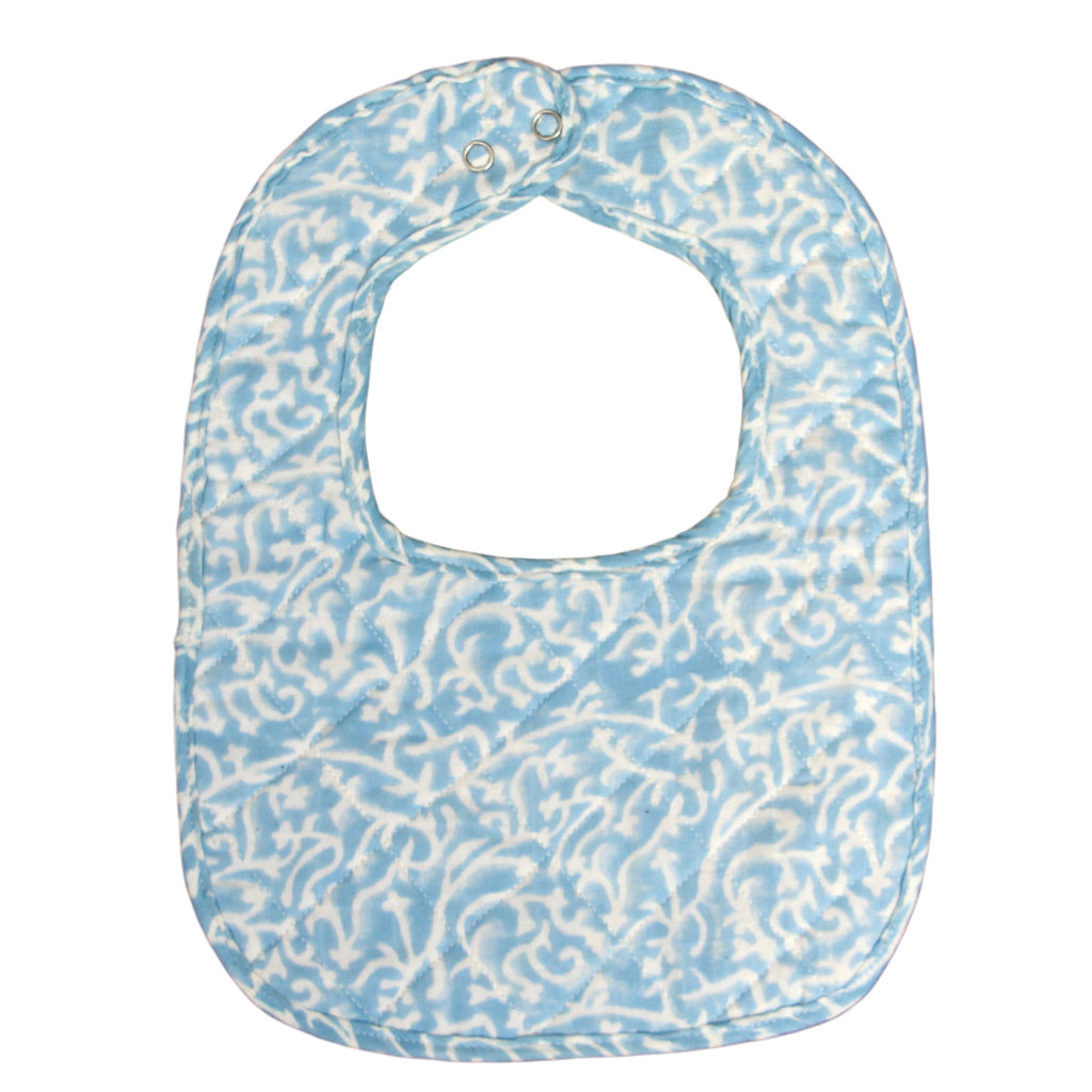 Muslin Quilted Bib in Blue Coral