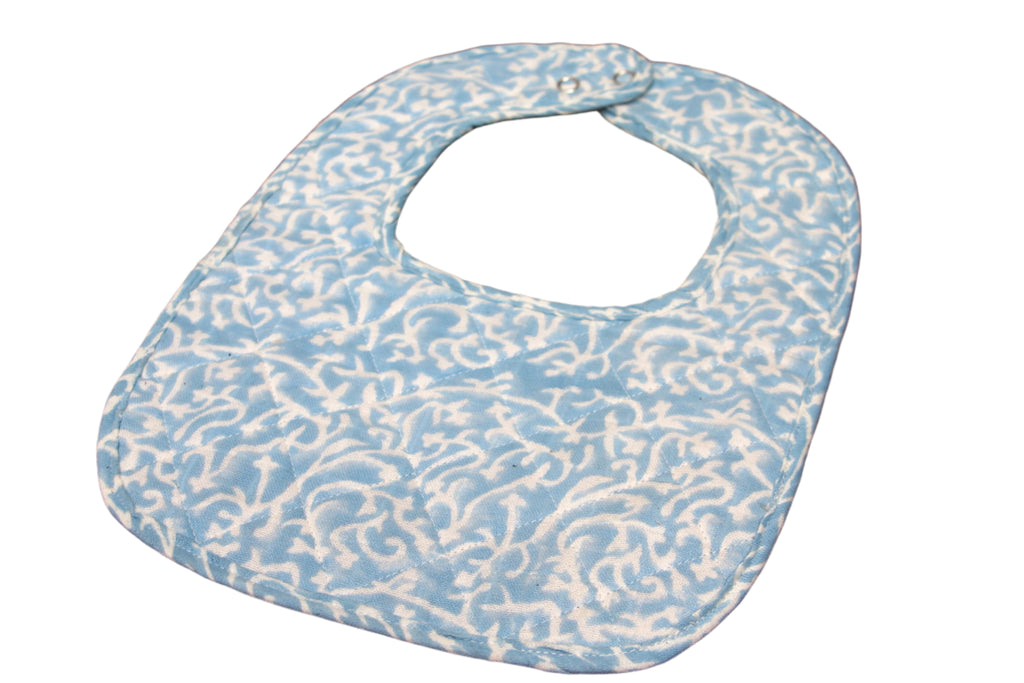 Muslin Quilted Bib in Blue Coral
