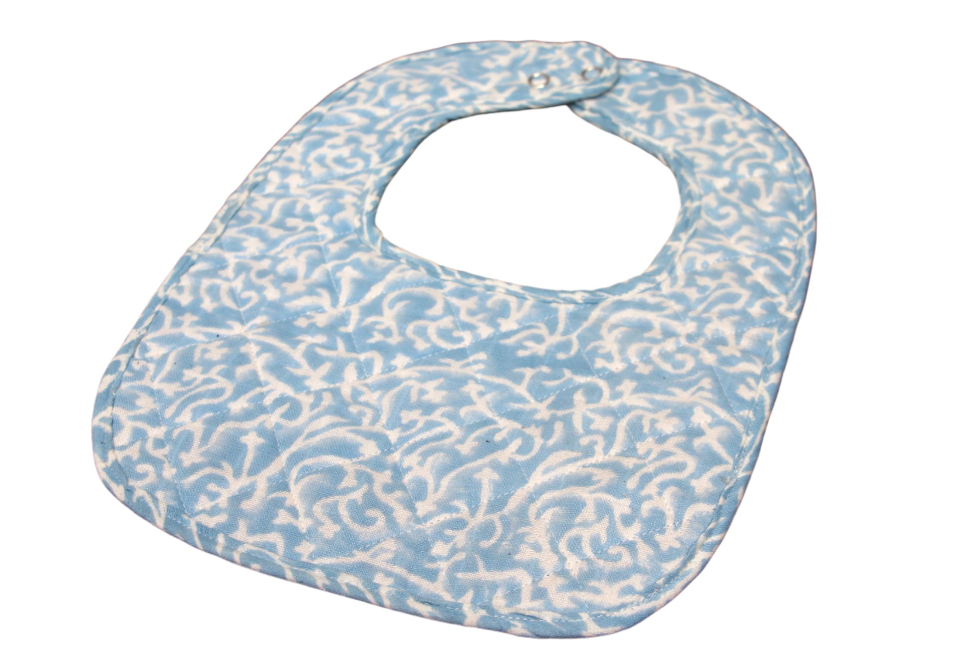 Muslin Quilted Bib in Blue Coral