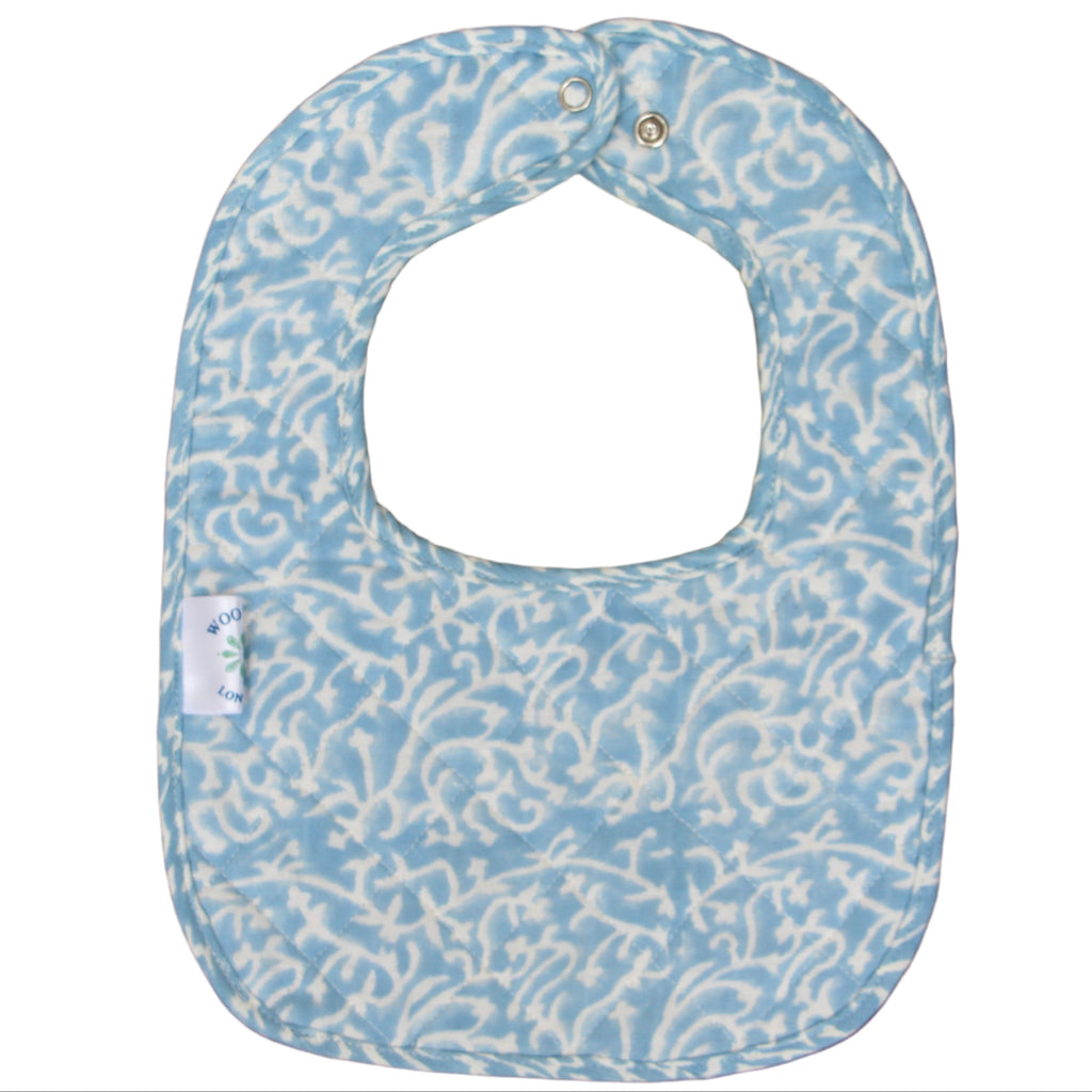 Muslin Quilted Bib in Blue Coral
