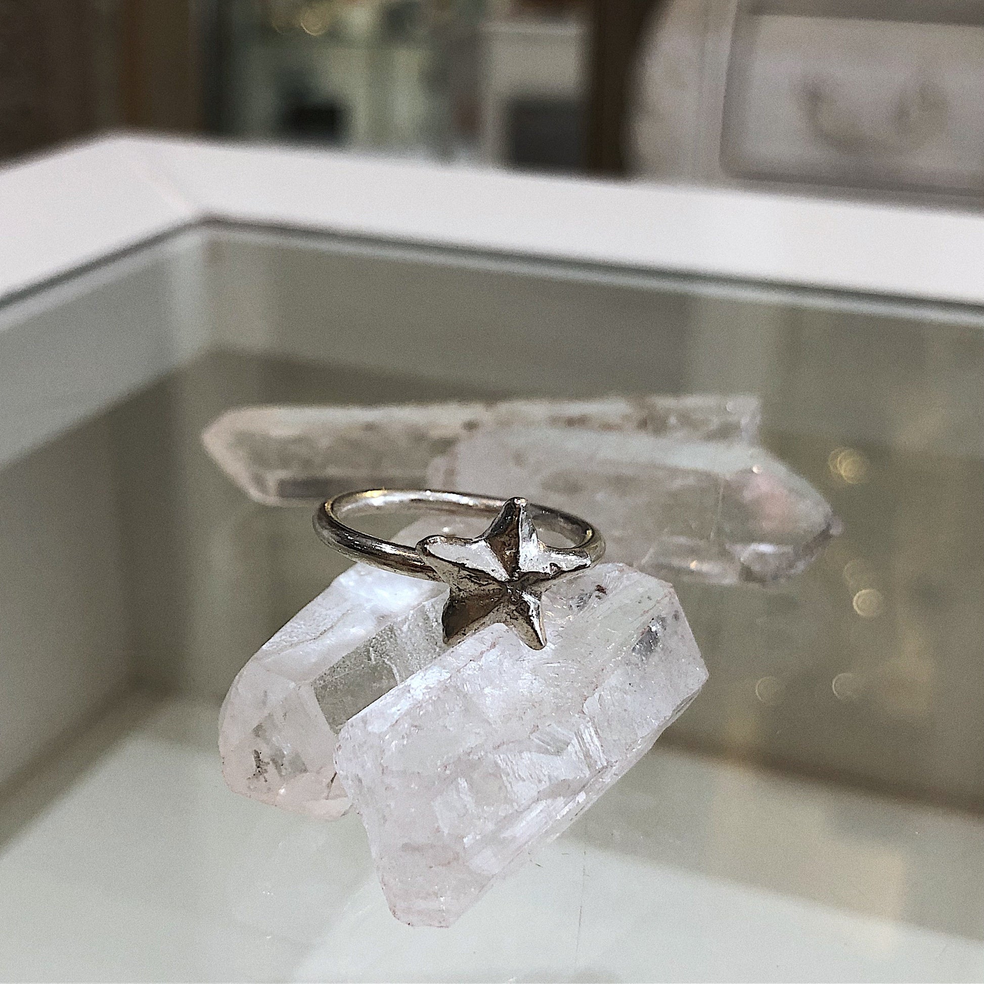 Starfish Charm Ring in Recycled Silver