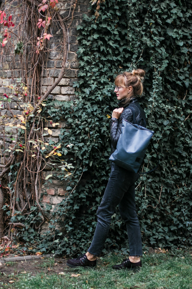 Stylish Grey Faux Leather Backpack - Lightweight & Versatile by Muni at www.brixbailey.com