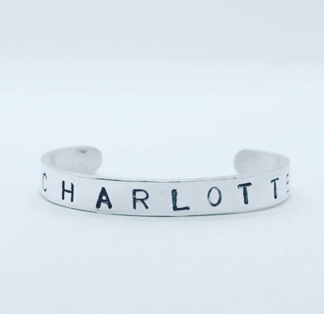Personalised Sterling Silver Cuff Bangle for Children