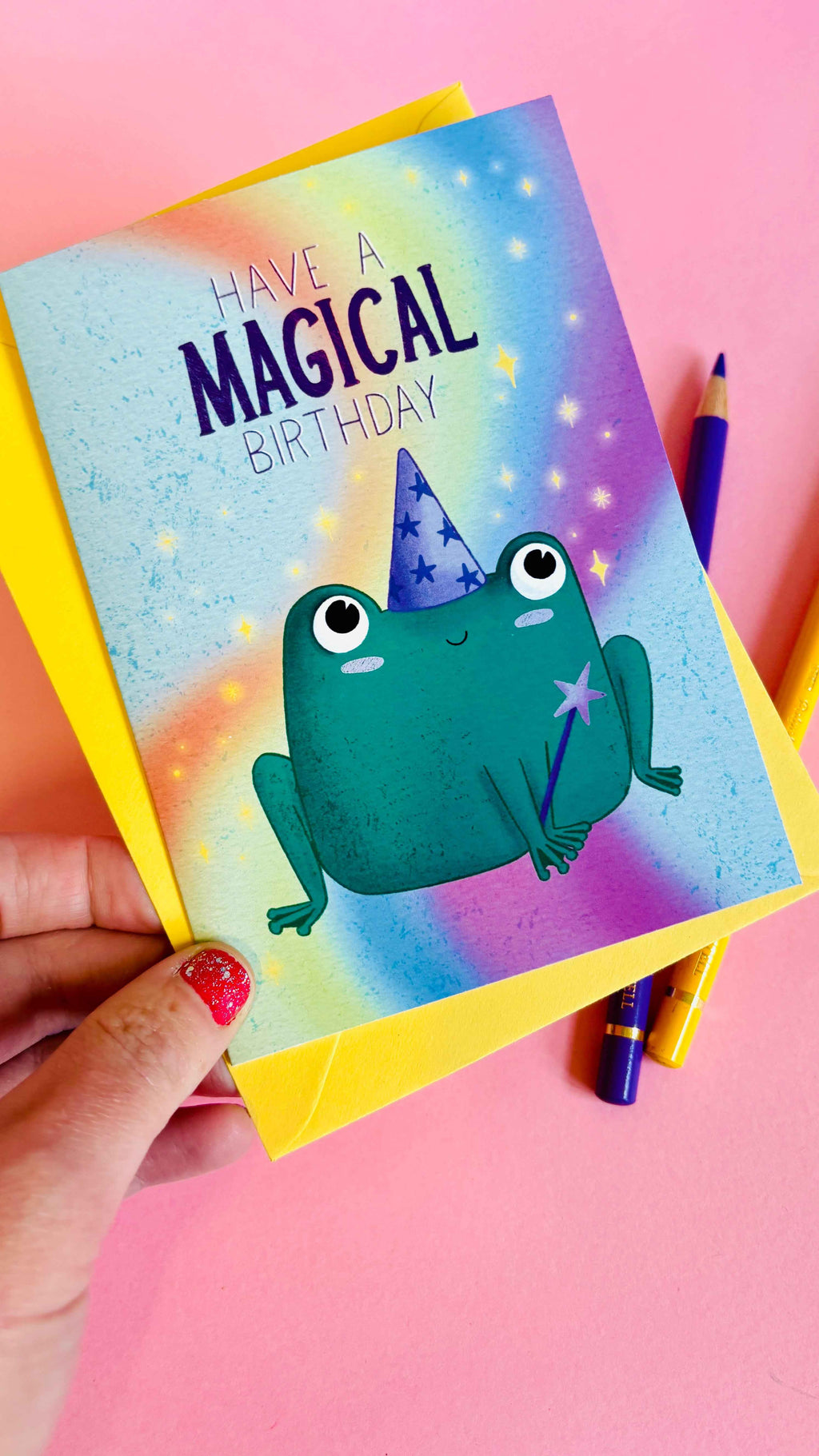 Rainbow Magic Frog Birthday Card Handmade