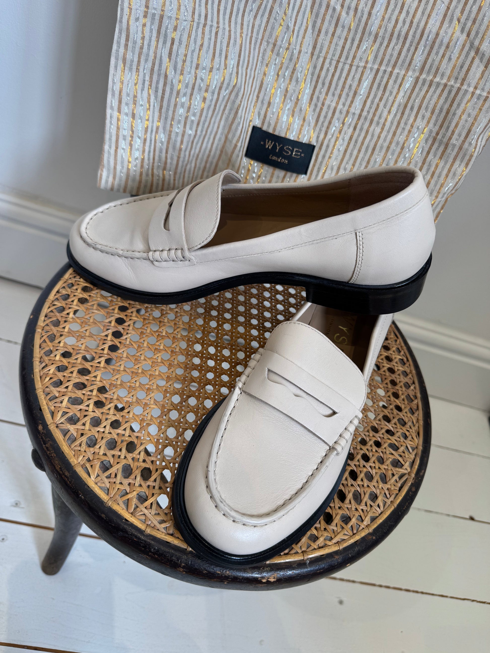 Cream Leather Loafer Size 38