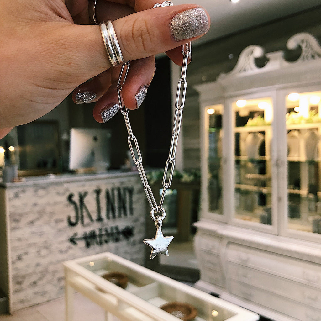 Star Trace Sterling Silver Chain Bracelet