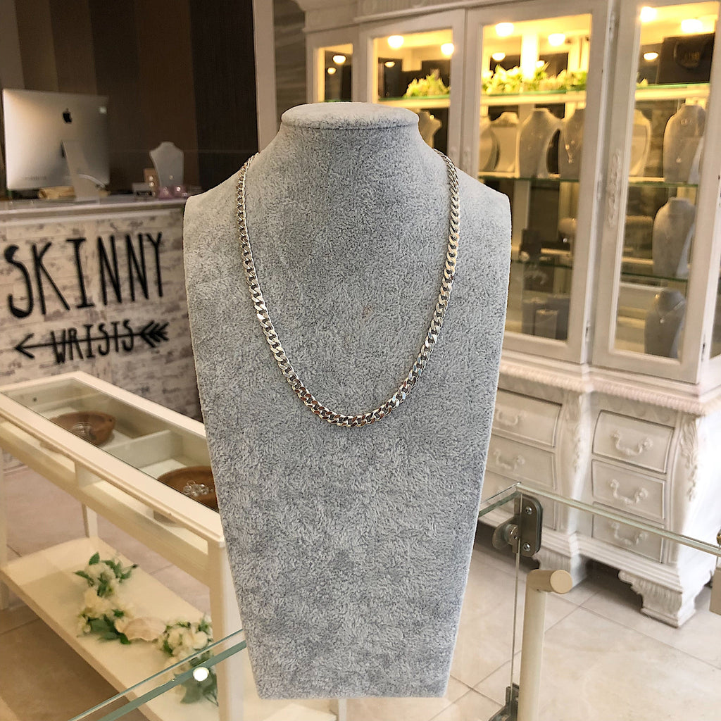 Chunky Cuban Curb Chain Necklace in Sterling Silver