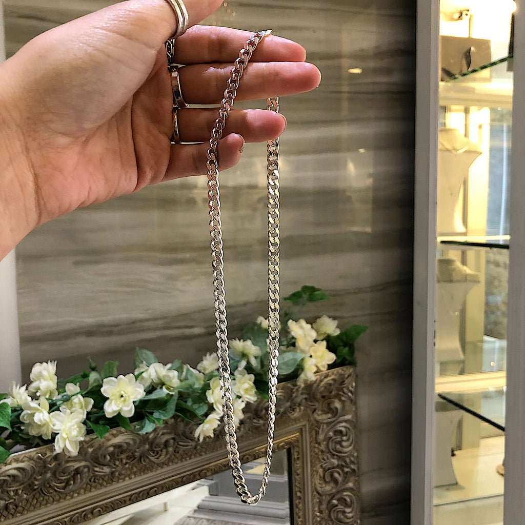 Chunky Cuban Curb Chain Necklace in Sterling Silver