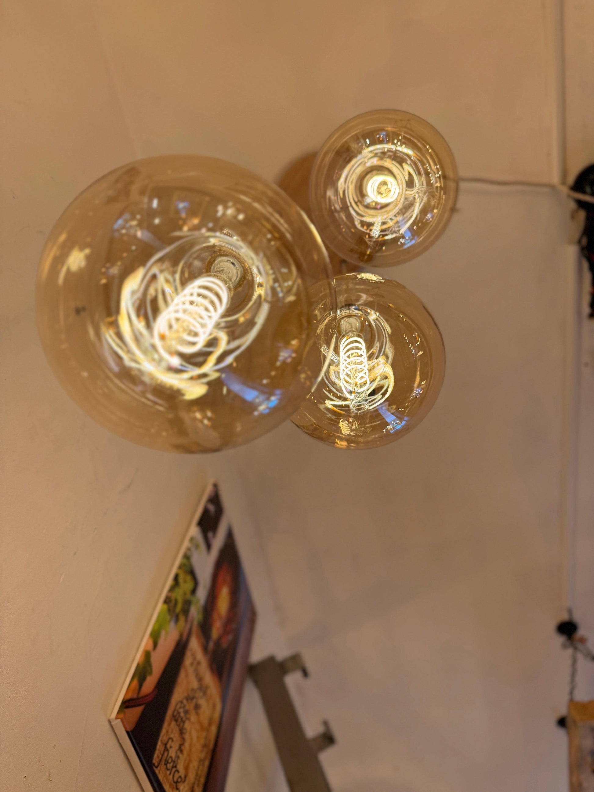 Triple Pendant Light with Oak Disc Canopy