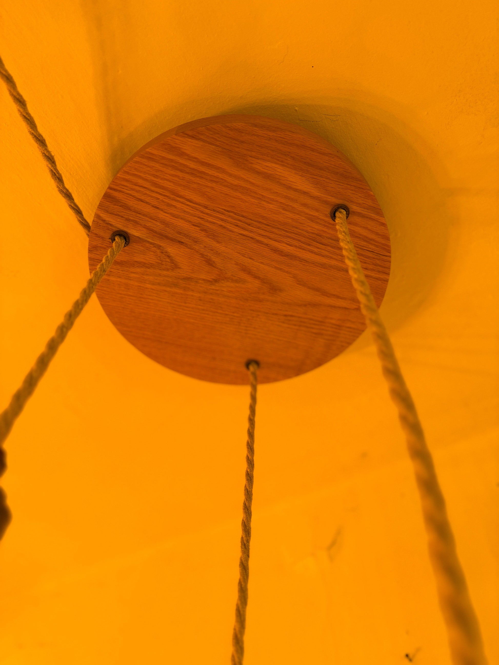 Triple Pendant Light with Oak Disc Canopy