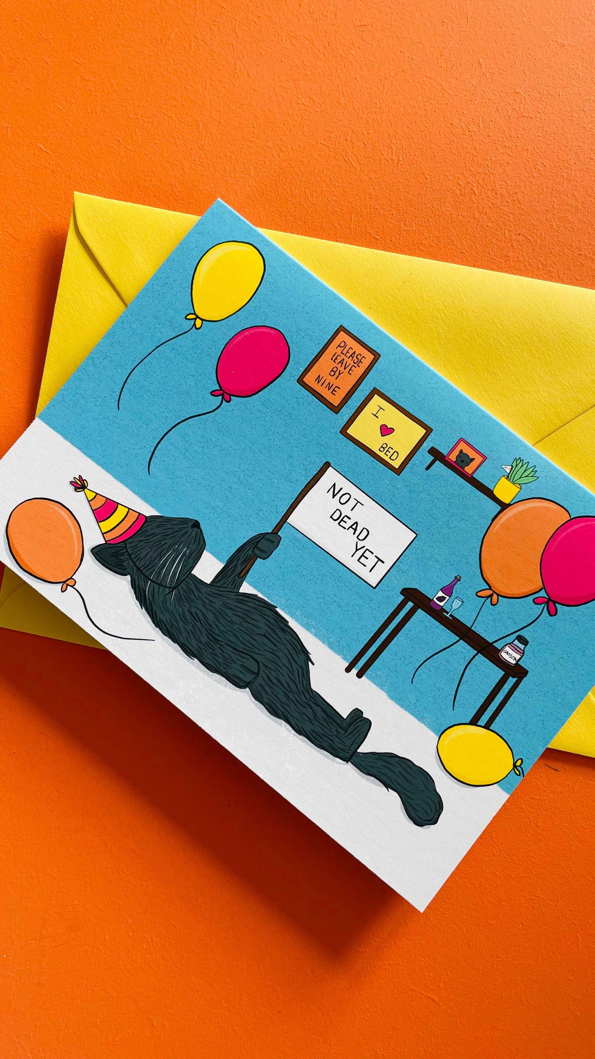 Not Dead Yet Funny Cat Birthday Card