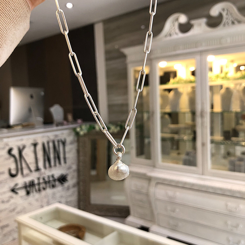 Sterling Silver Shell Trace Chain Necklace