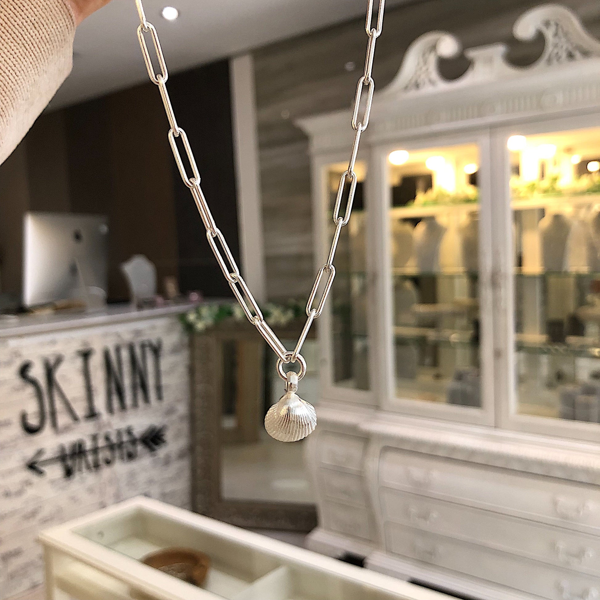 Sterling Silver Shell Trace Chain Necklace