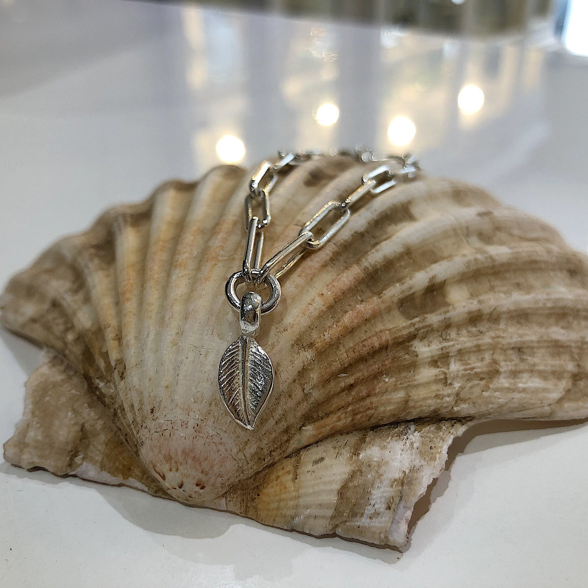 Sterling Silver Leaf Trace Chain Bracelet