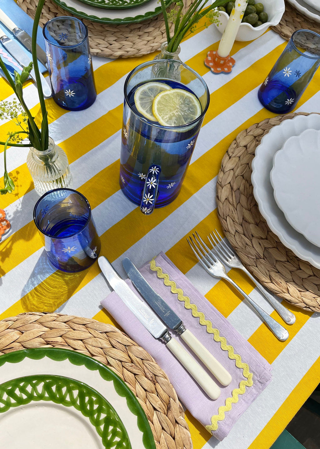 Daisy Blue Recycled Glass Jug