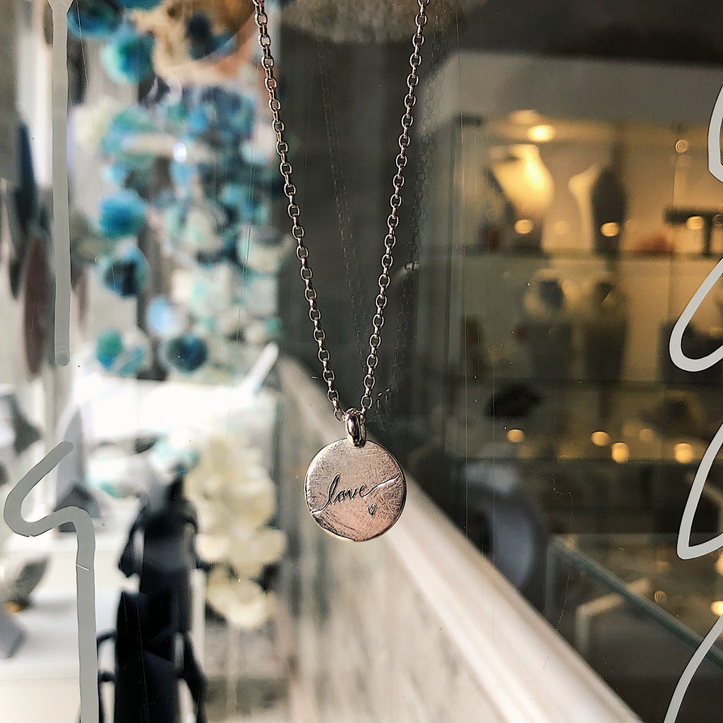 Love Disc Necklace in Sterling Silver