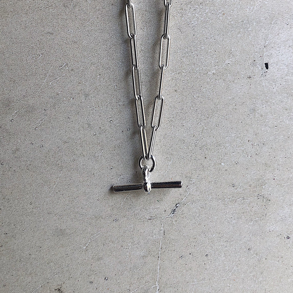 Sterling Silver T-Bar Trace Chain Necklace