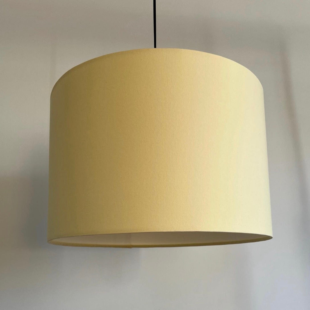 Lemon cotton drum lampshade/ ceiling shade with a white lining