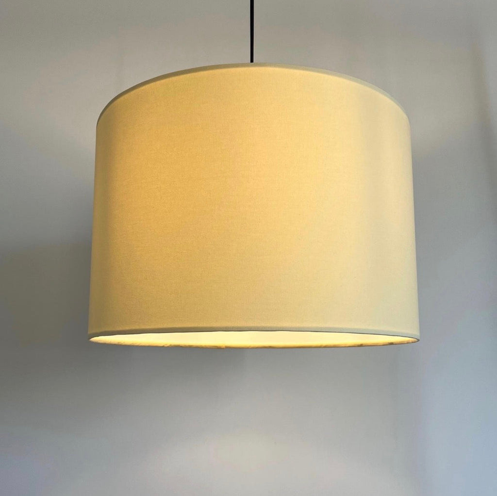 Lemon cotton drum lampshade/ ceiling shade with a white lining