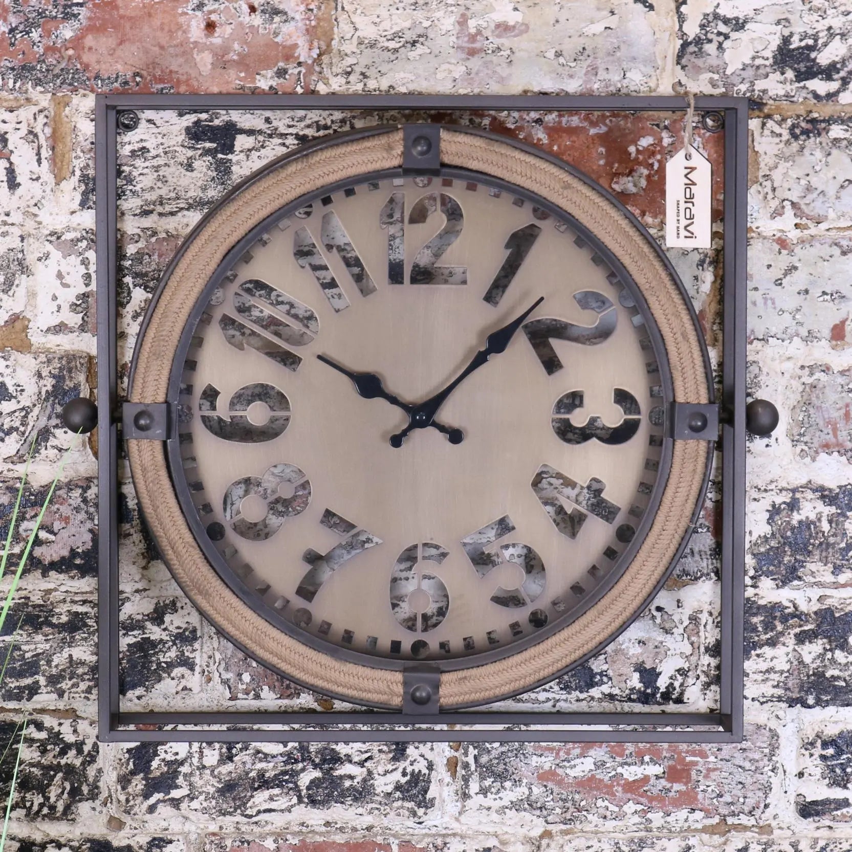 Square Frame Industrial Wall Clock
