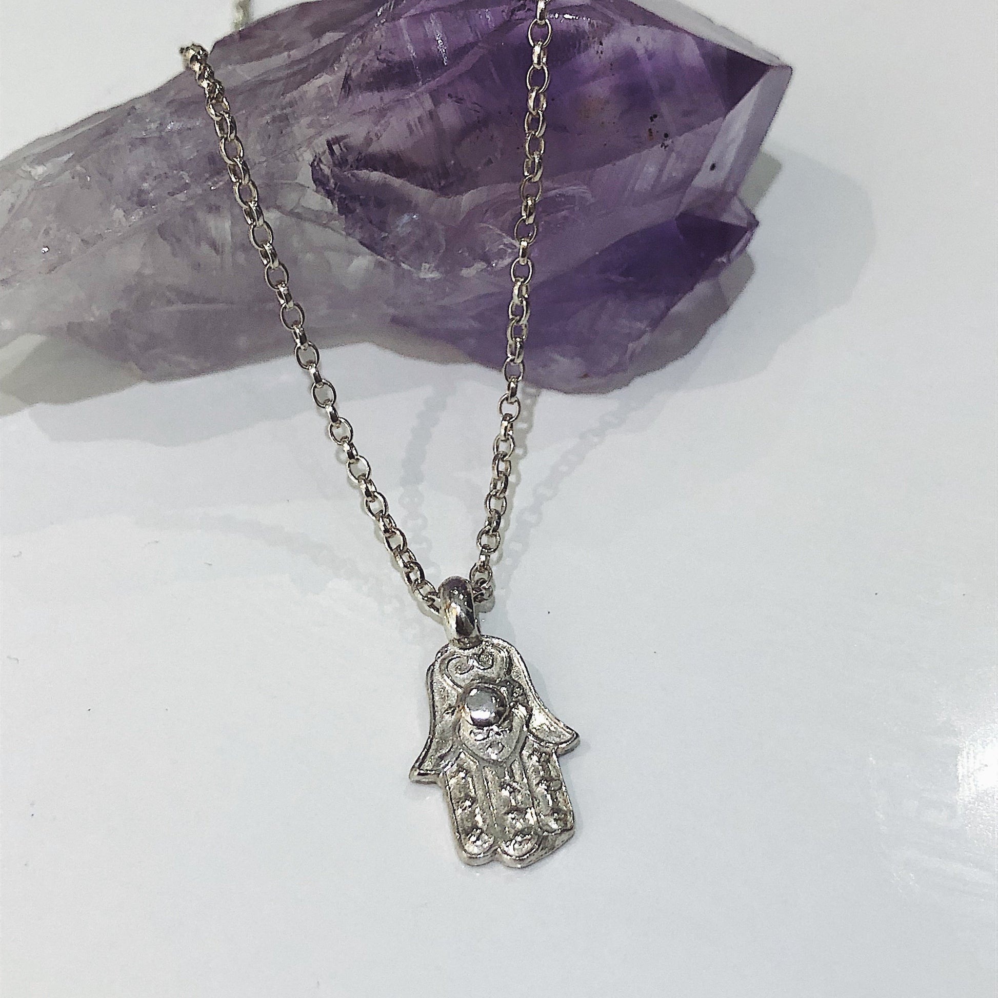Hand of Fatima Sterling Silver Necklace