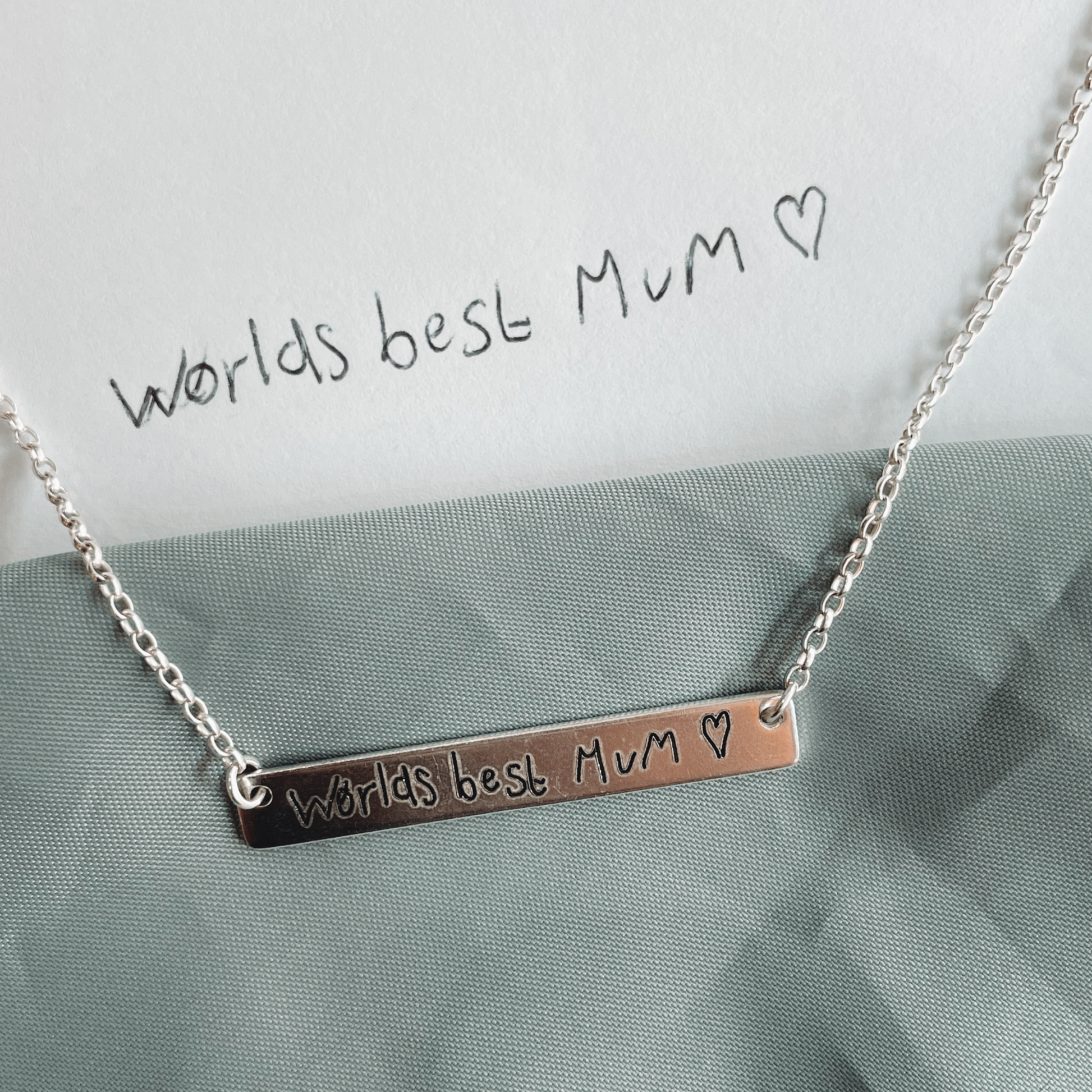 Handwriting Bar Necklace in Sterling Silver
