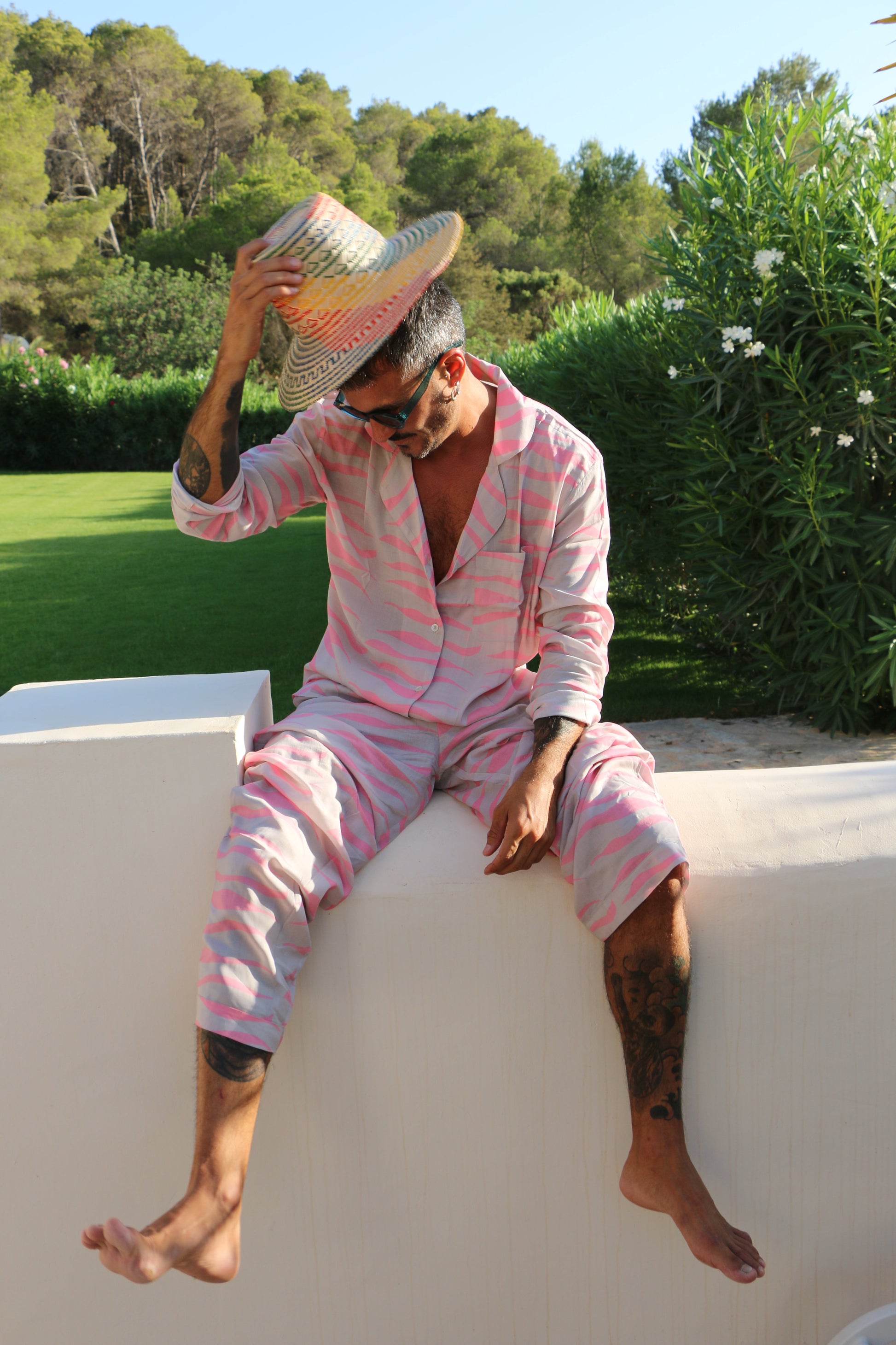 Can Rose Baby Pink Tiger Stripe Pyjama Set