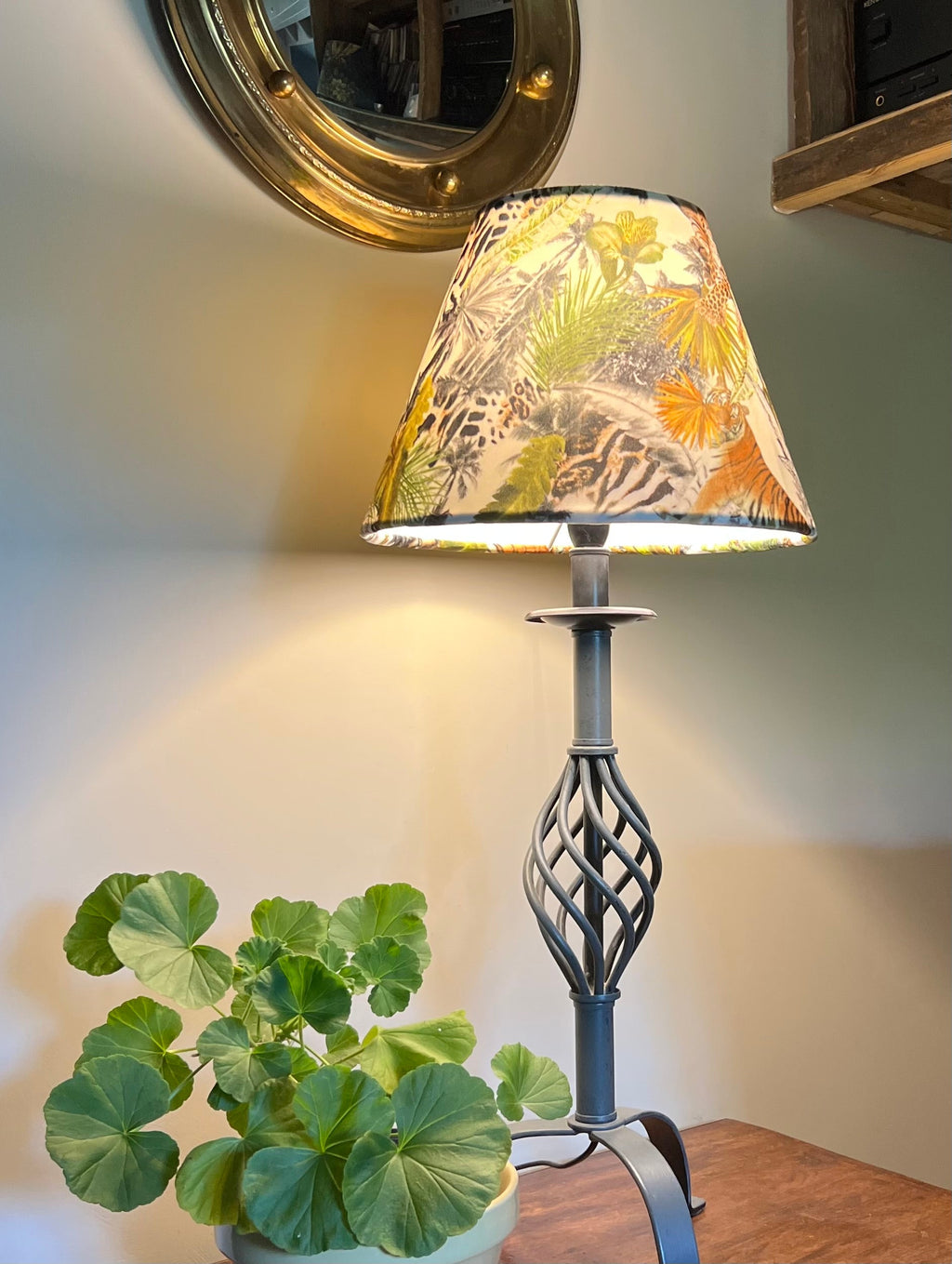 Tiger, cheetah jungle velvet coolie lampshade/ ceiling shade, empire lampshade
